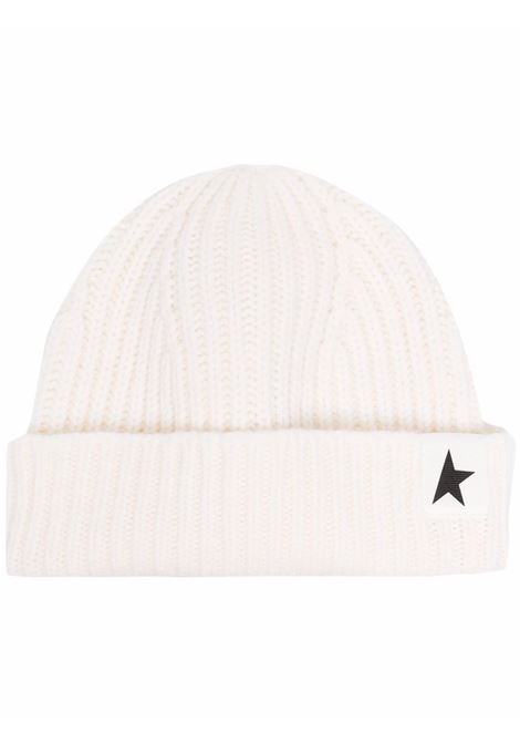 Berretto a costine con toppa a stella in bianco Golden goose - unisex